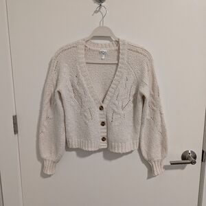 Freshman 1996 Cream Knit Cropped Cardigan Women's Size Small